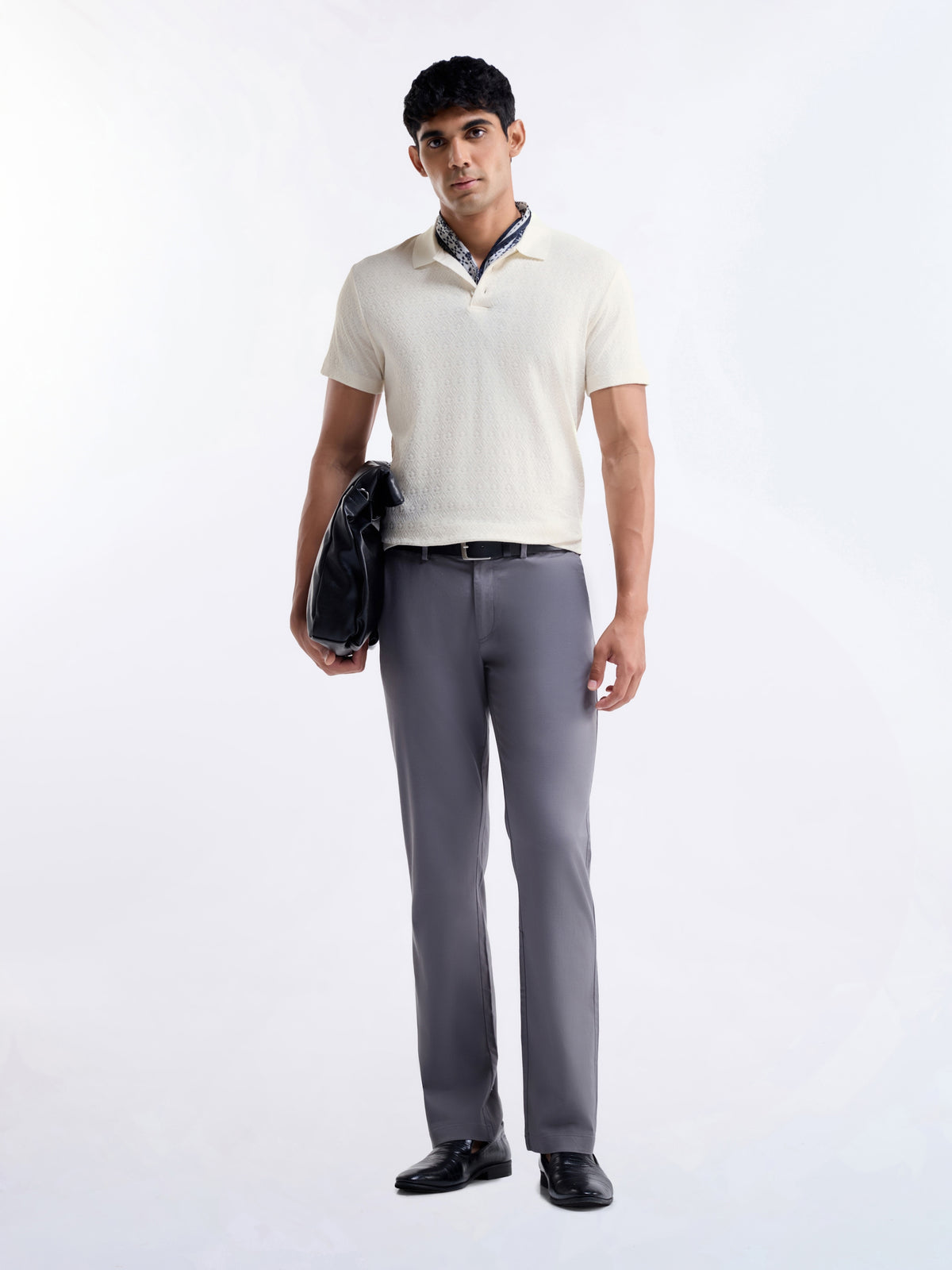 Jacquard Polo Regular Fit T-shirt - Off White t4option_2