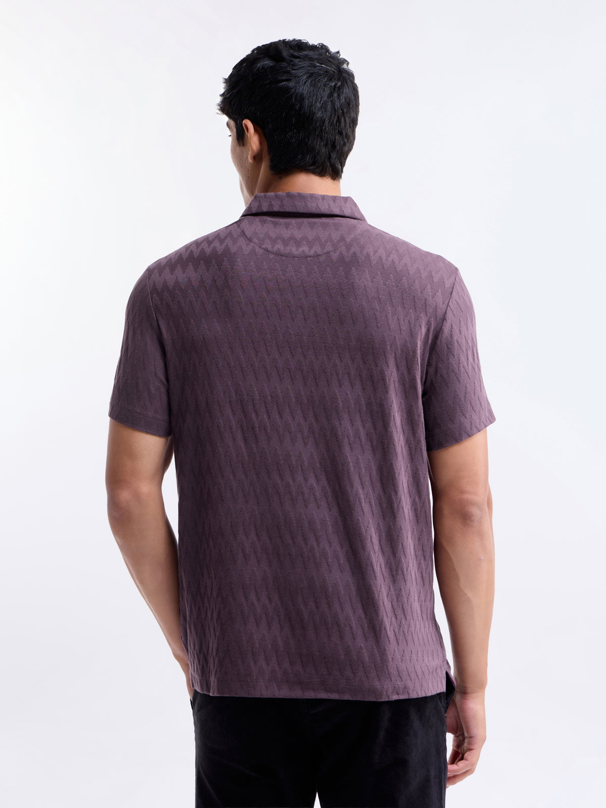 Jacquard Polo Regular Fit T-shirt - Violet t4option_1