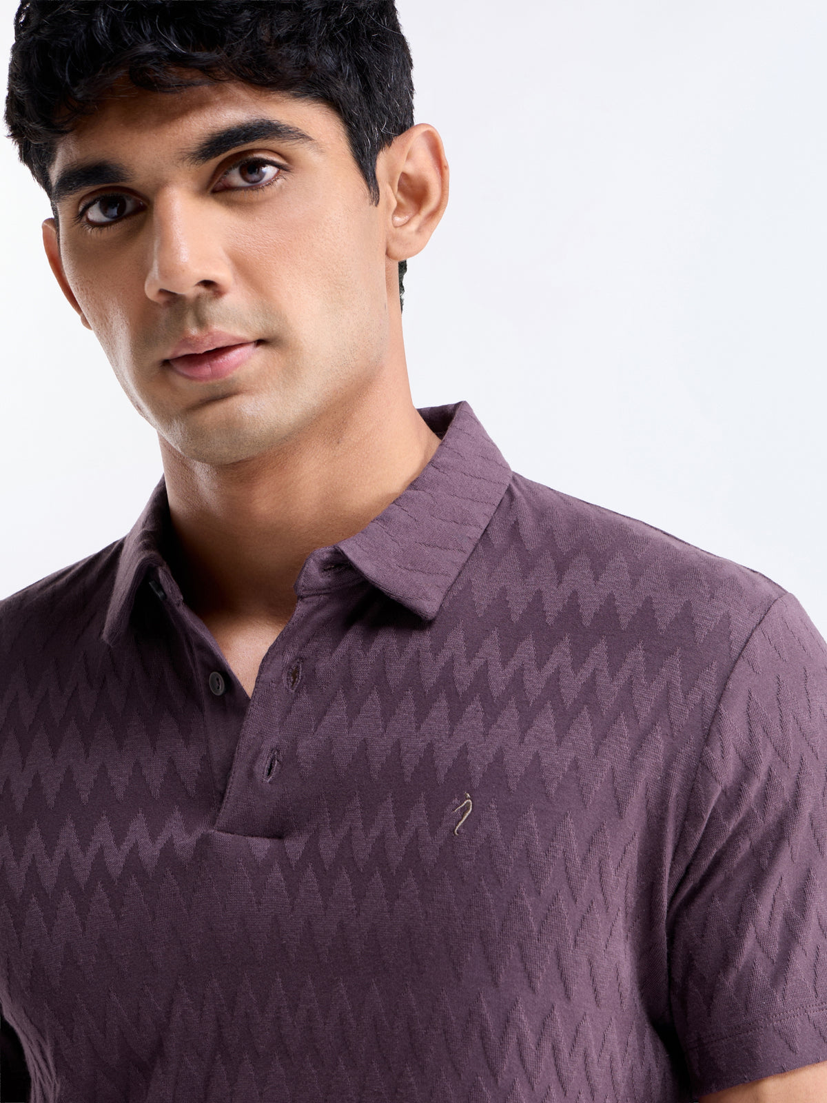 Jacquard Polo Regular Fit T-shirt - Violet t4option_1