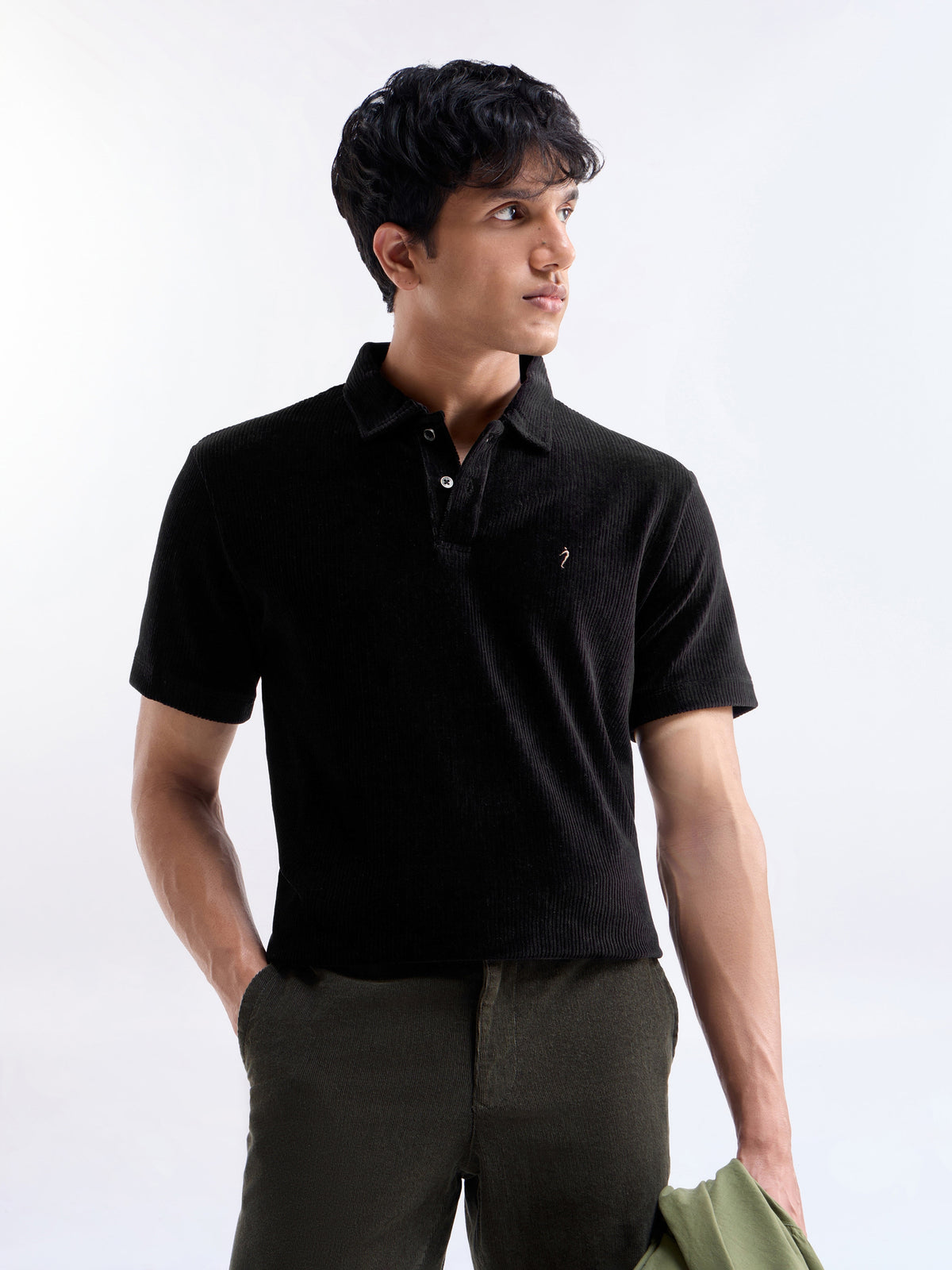 Solid Polo Regular Fit T-shirt - Black t4option_1