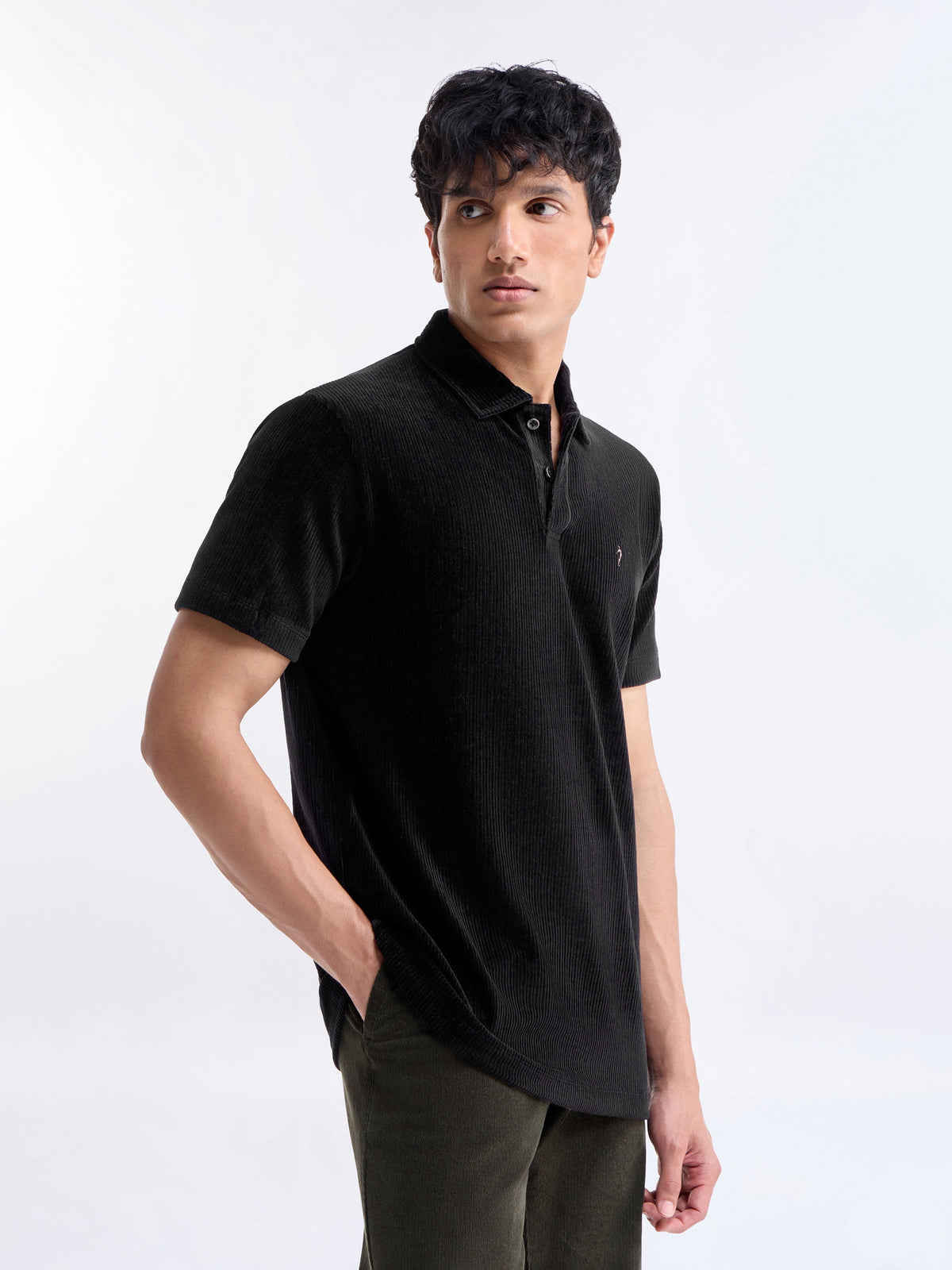 Solid Polo Regular Fit T-shirt - Black t4option_1