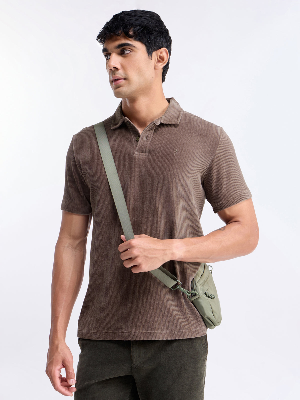 Solid Polo Regular Fit T-shirt - Lt Brown t4option_0