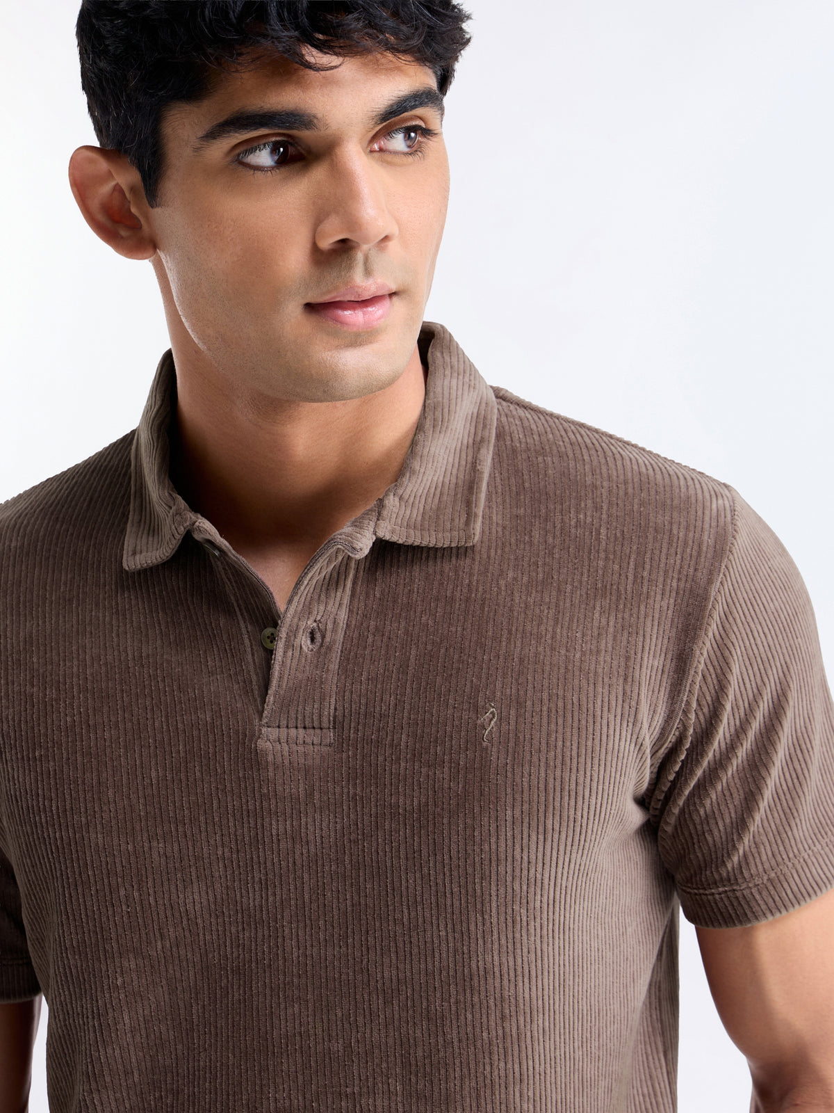 Solid Polo Regular Fit T-shirt - Lt Brown t4option_0