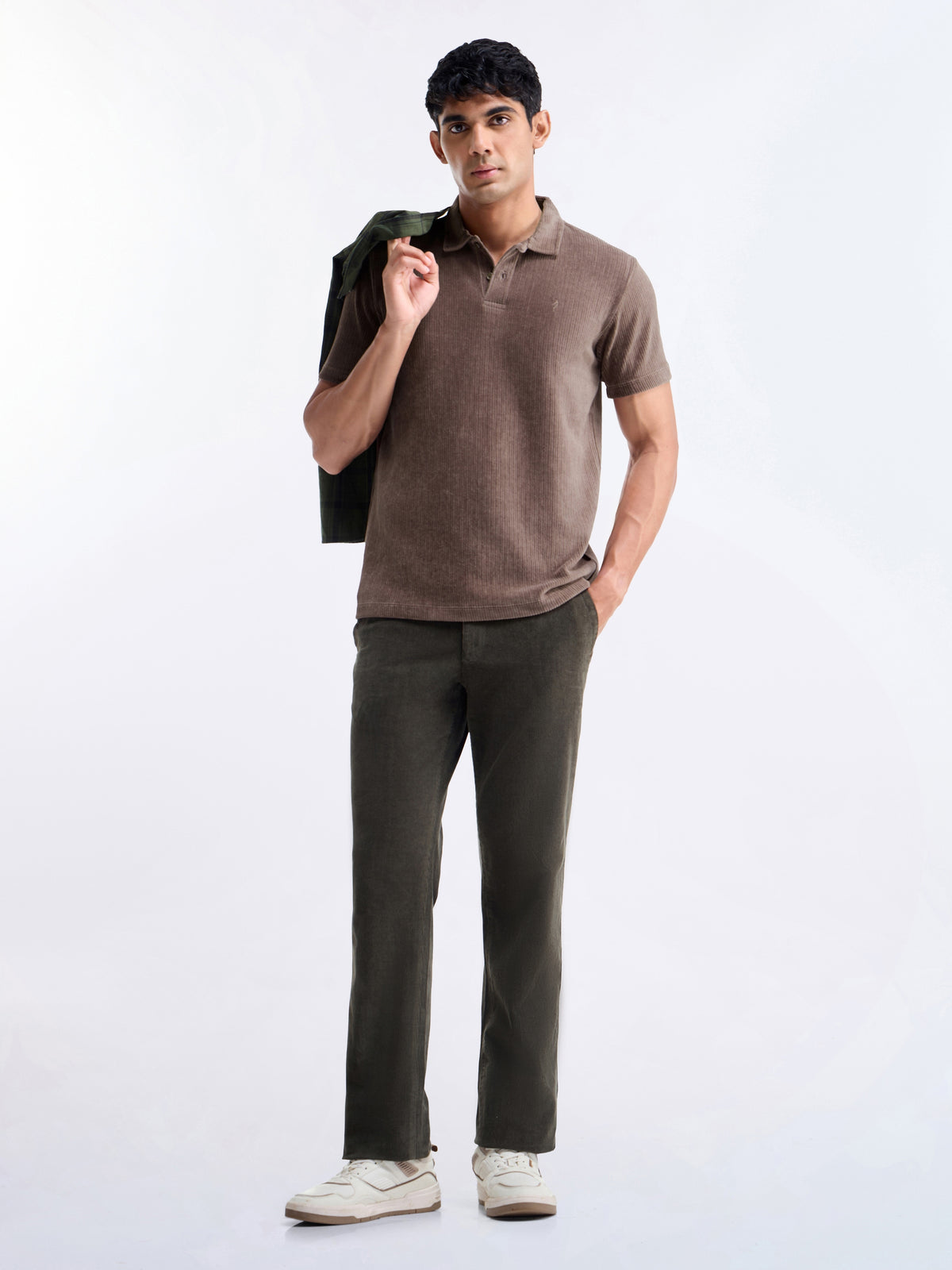 Solid Polo Regular Fit T-shirt - Lt Brown t4option_0