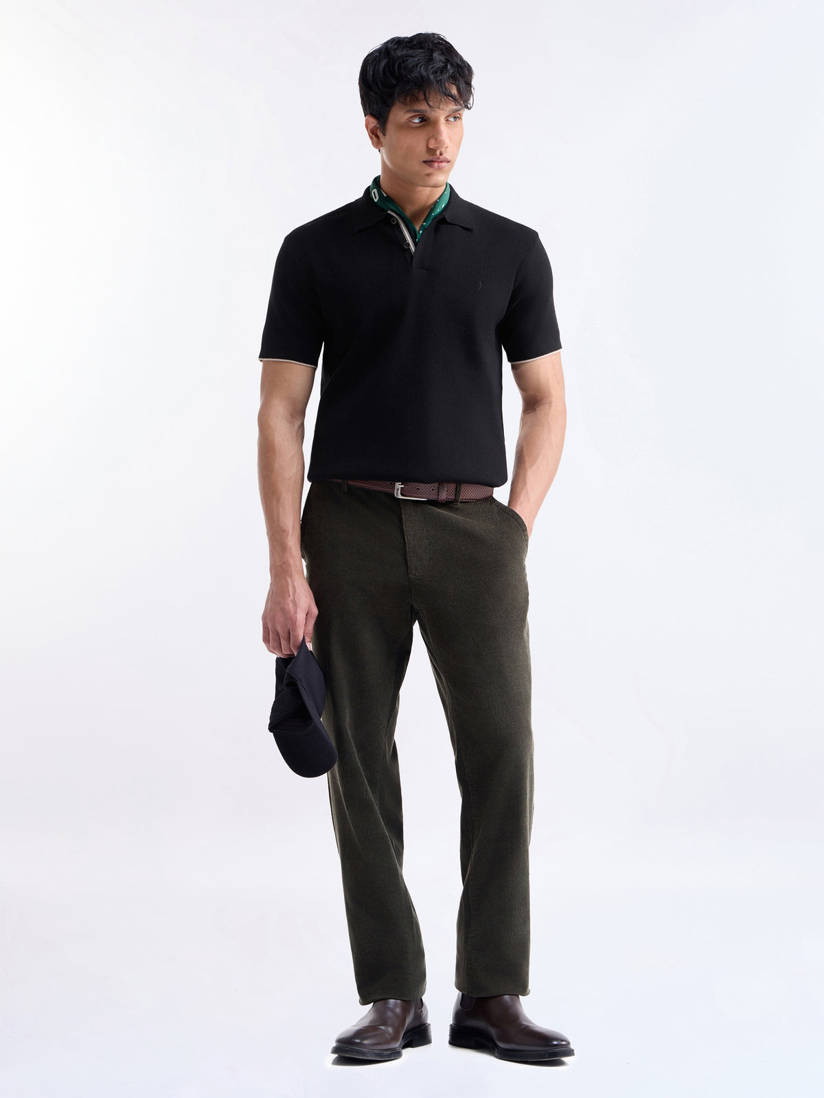 Solid Half Sleeve Regular Fit T-Shirt - Black t4option_0