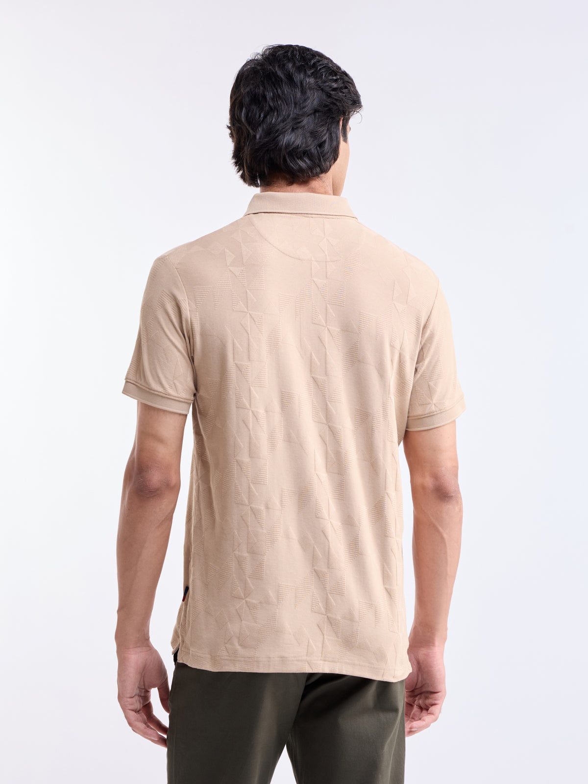 Jacquard Polo Regular Fit T-shirt - Beige t4option_0