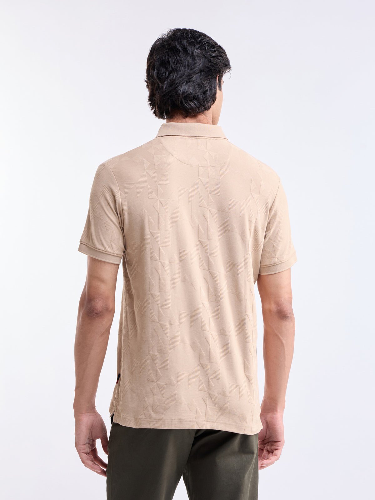 Jacquard Polo Regular Fit T-shirt - Beige t4option_0