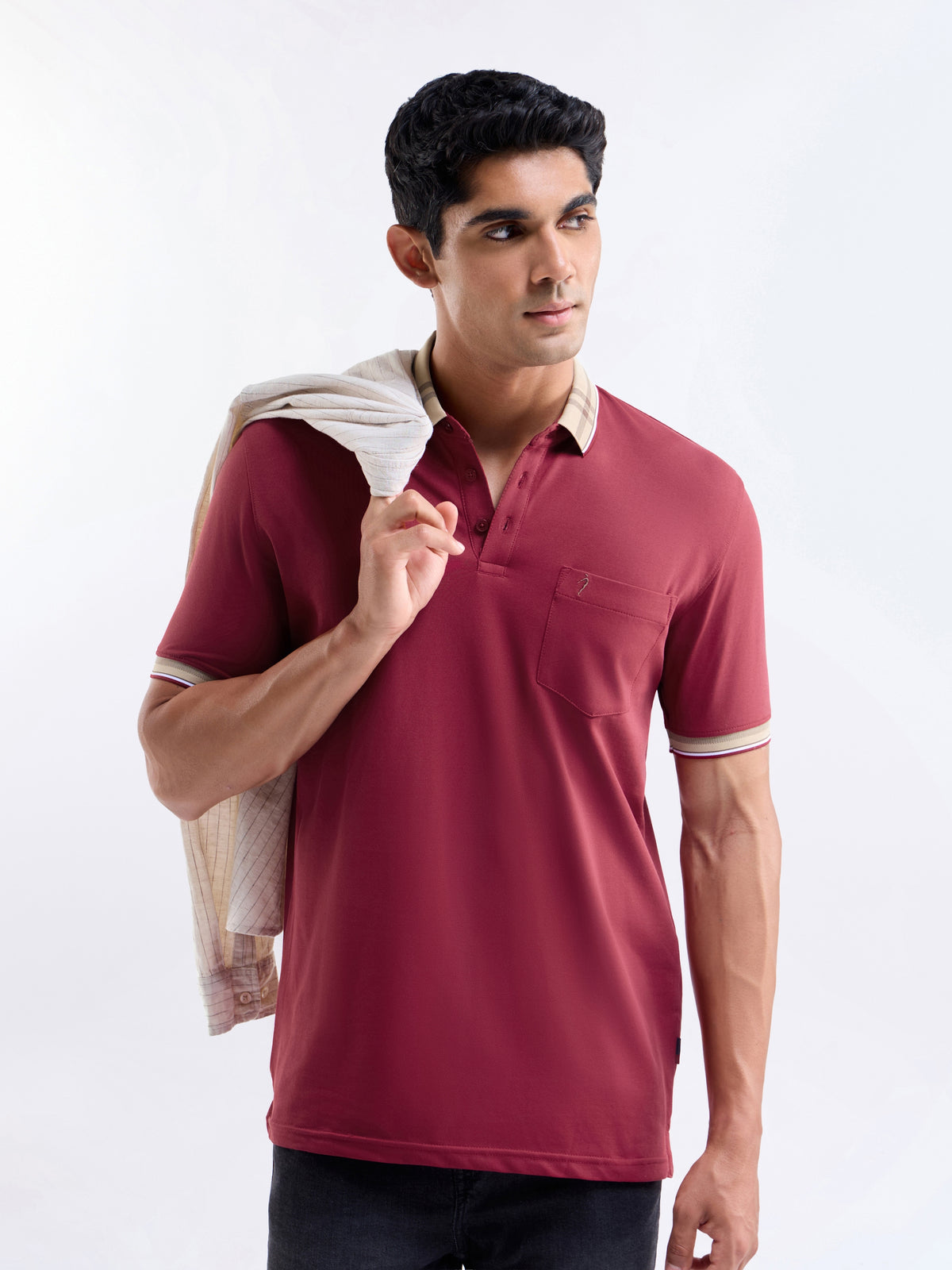 Solid Polo Regular Fit T-shirt - Maroon t4option_0