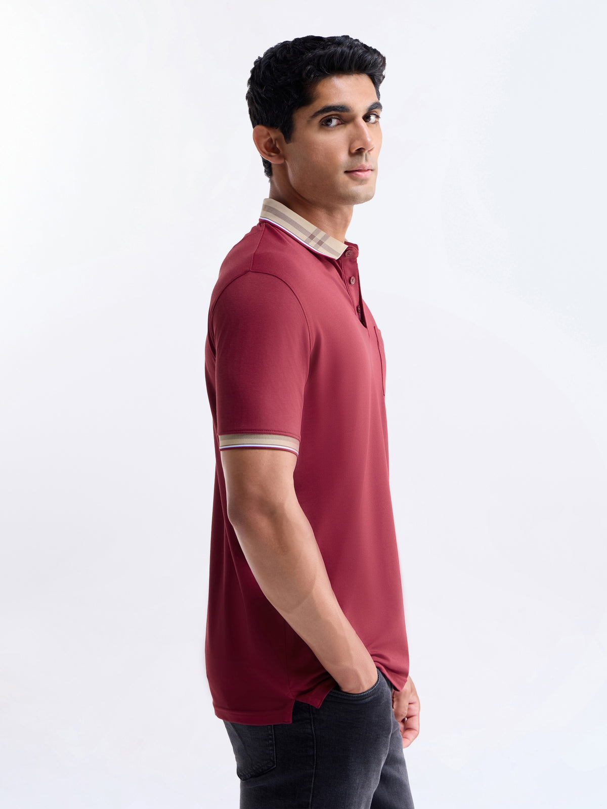 Solid Polo Regular Fit T-shirt - Maroon t4option_0