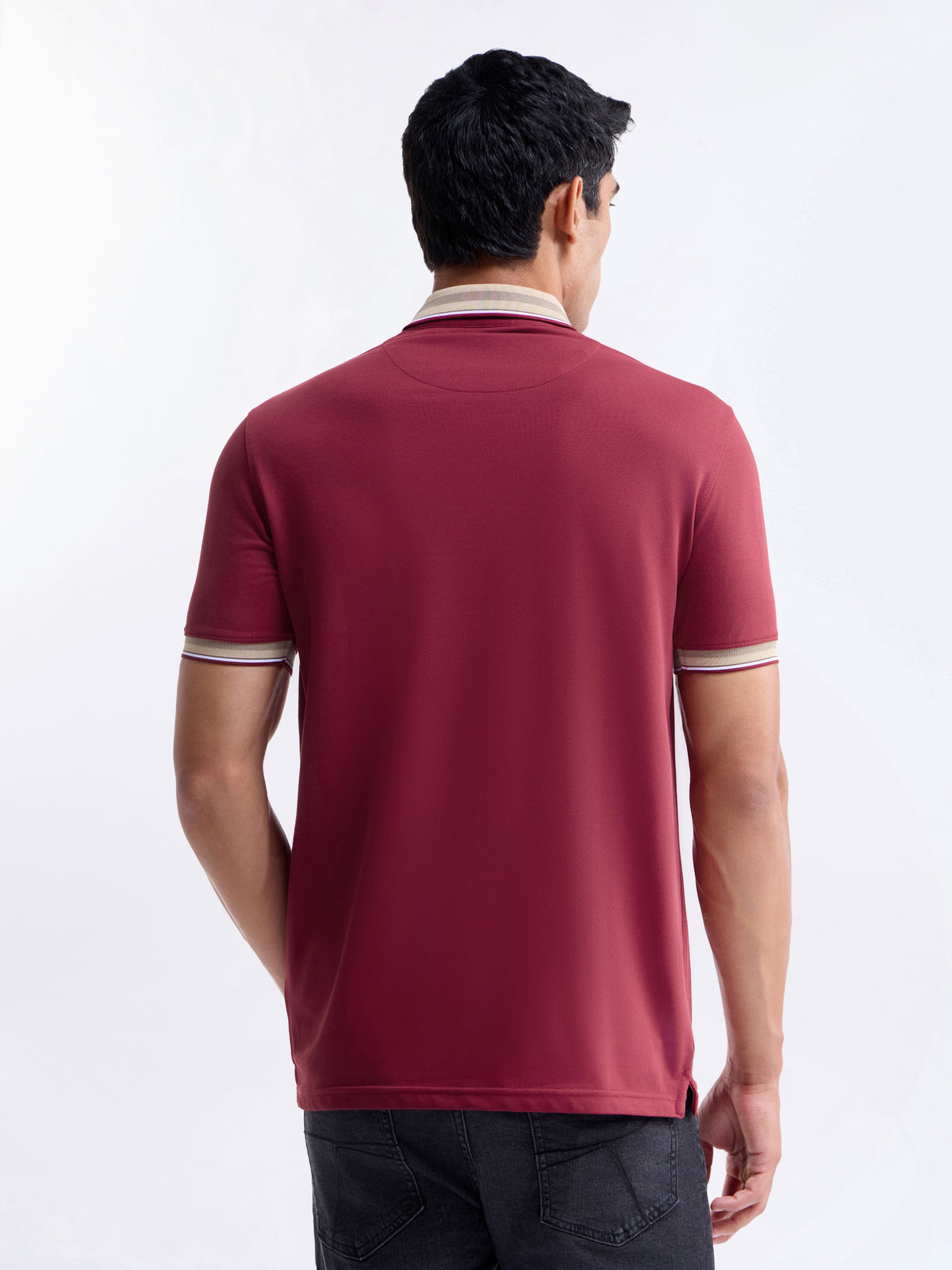 Solid Polo Regular Fit T-shirt - Maroon t4option_0