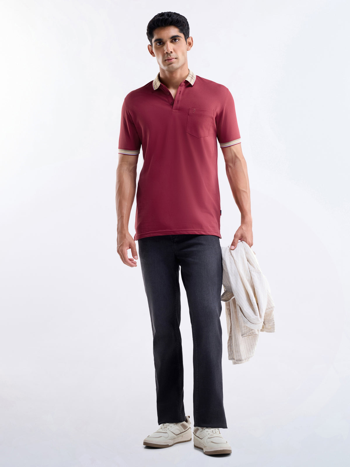 Solid Polo Regular Fit T-shirt - Maroon t4option_0