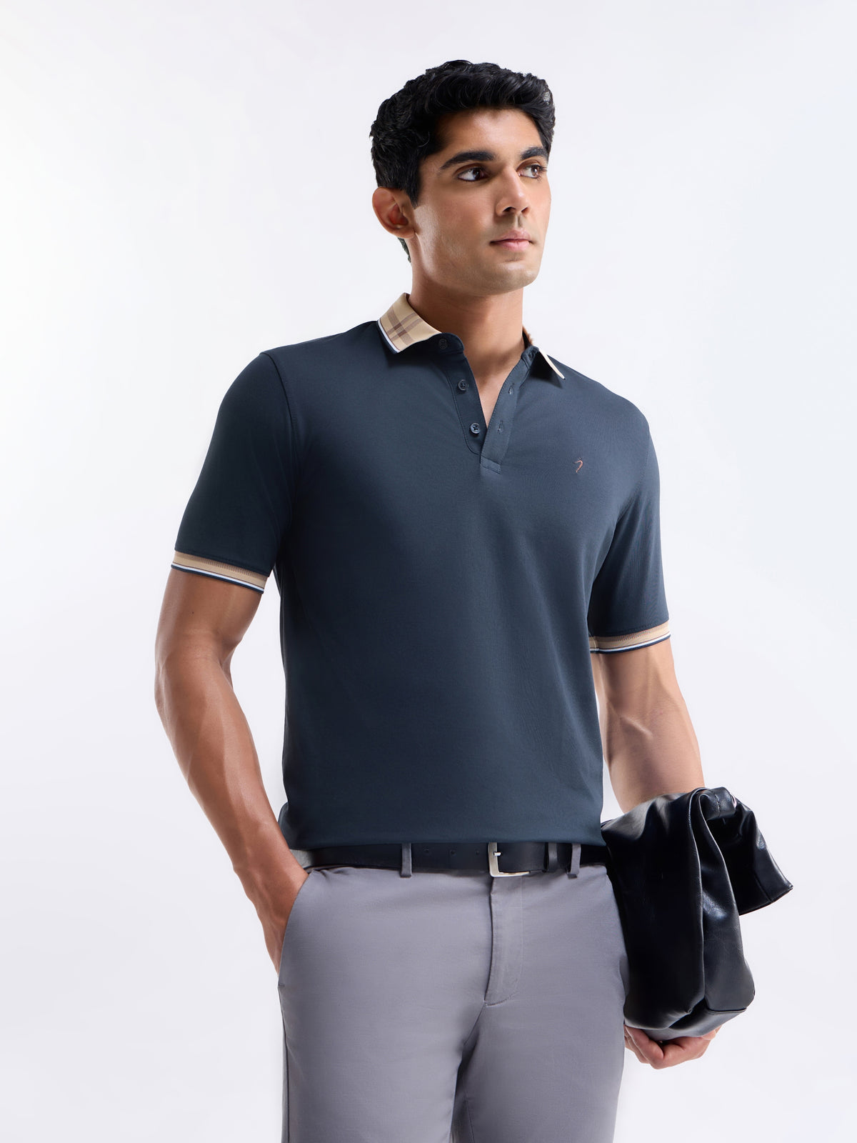 Solid Polo Regular Fit T-shirt - Navy t4option_1