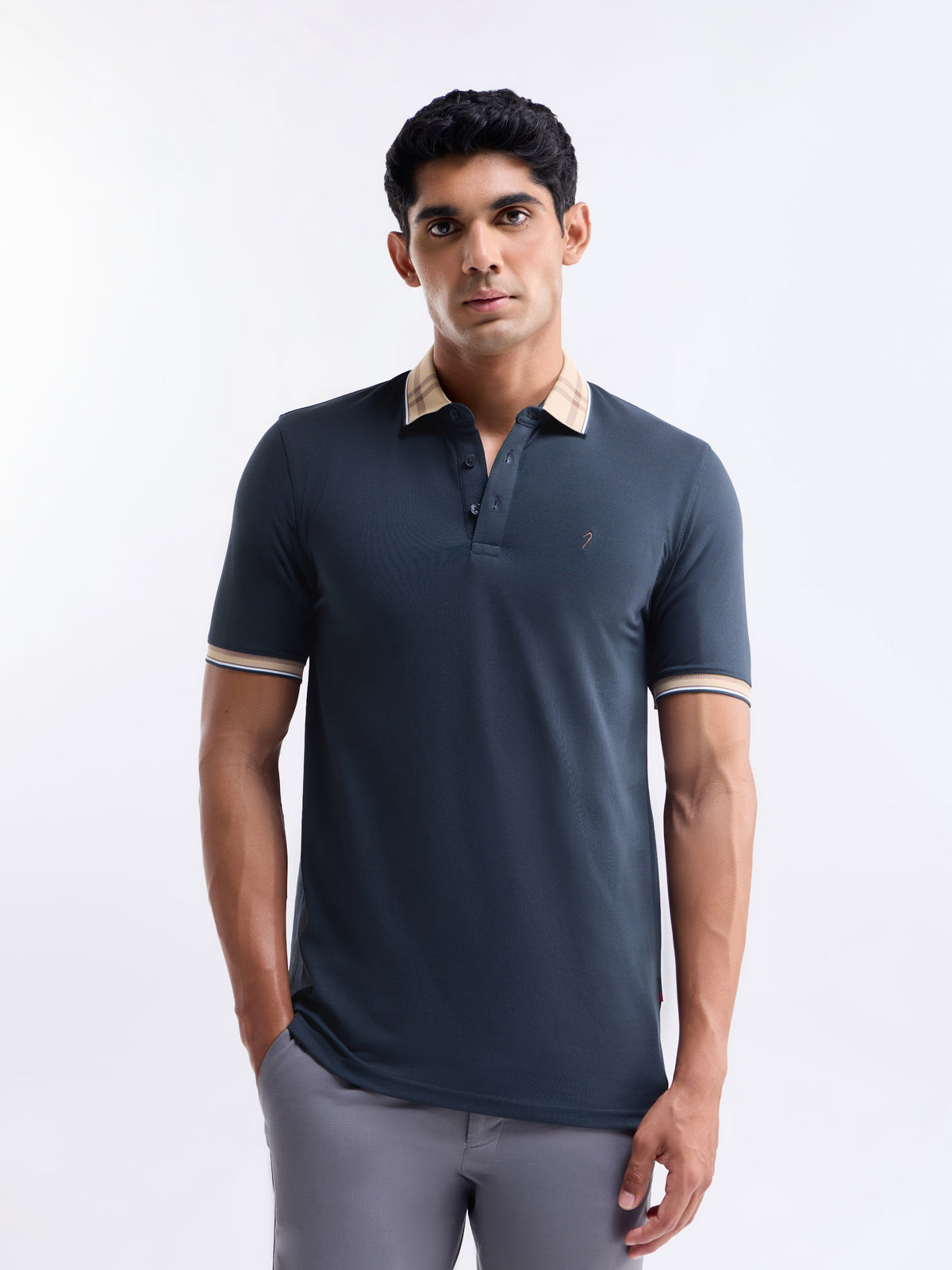 Solid Polo Regular Fit T-shirt - Navy t4option_1