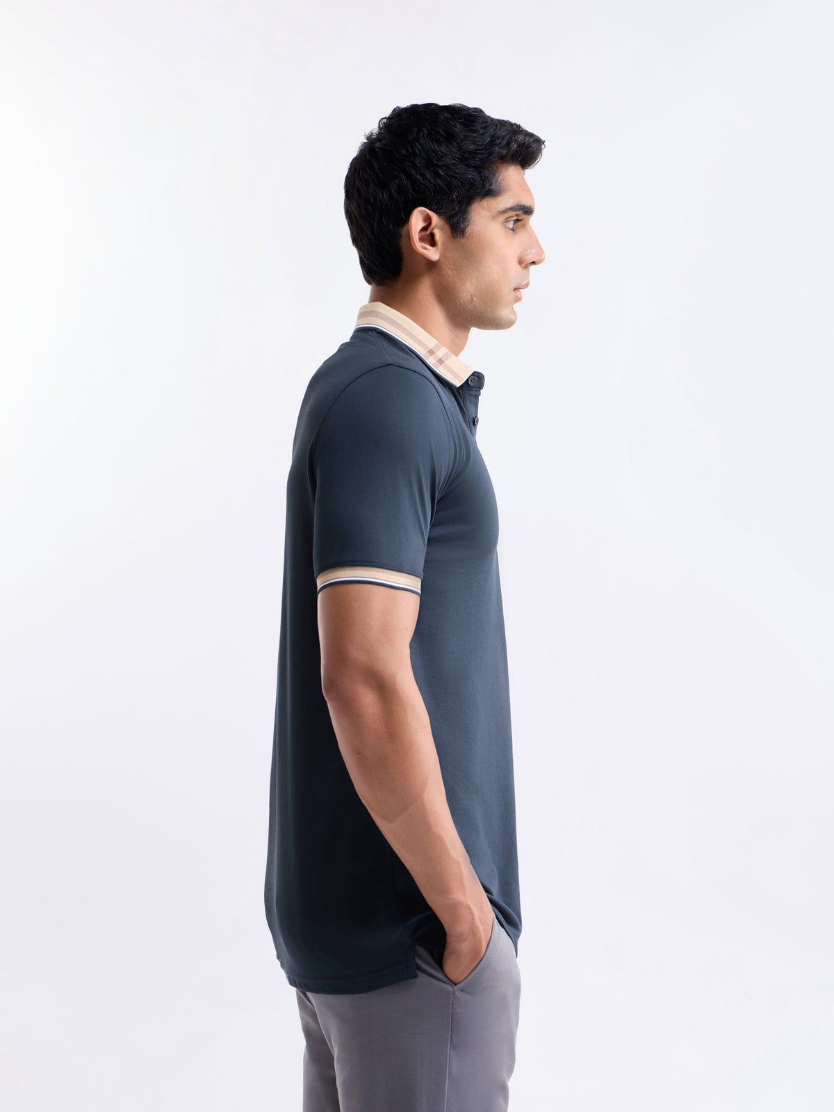 Solid Polo Regular Fit T-shirt - Navy t4option_1