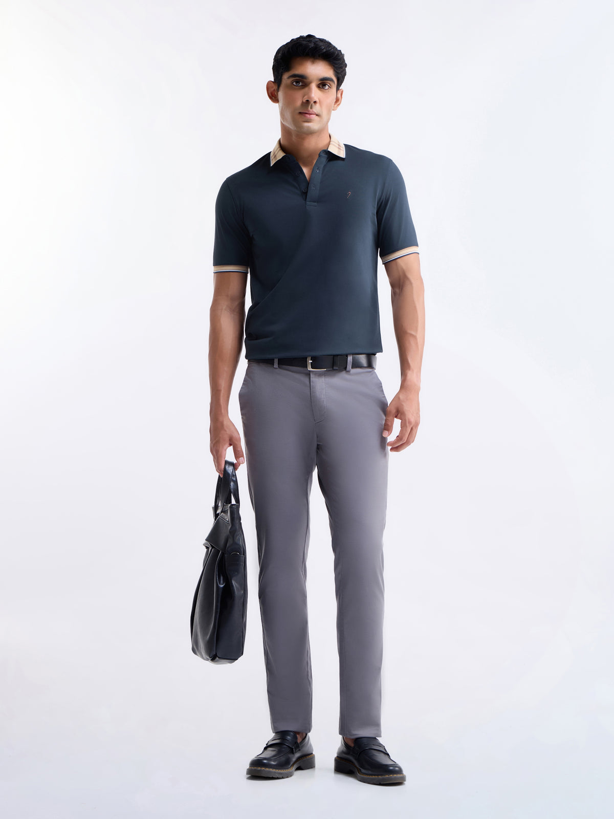 Solid Polo Regular Fit T-shirt - Navy t4option_1