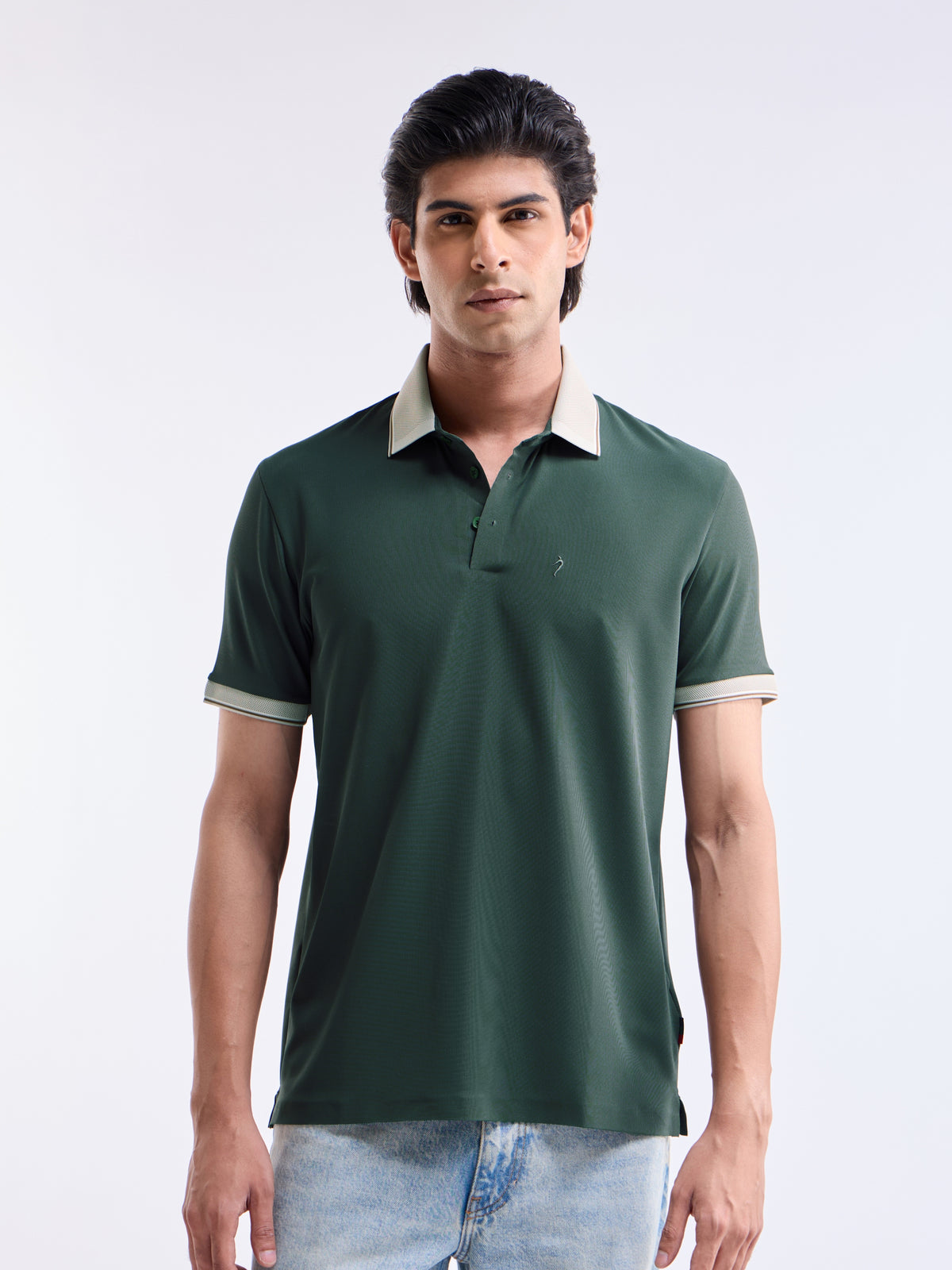 Solid Polo Regular Fit T-shirt - Deep Olive t4option_0