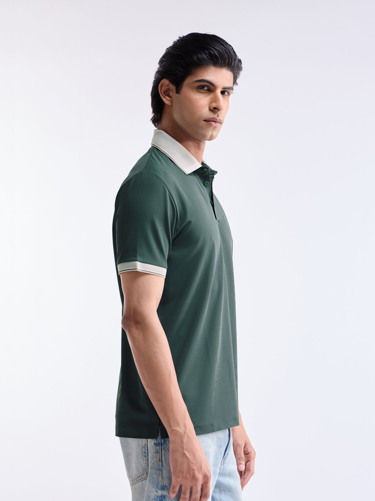 Solid Polo Regular Fit T-shirt - Deep Olive t4option_0