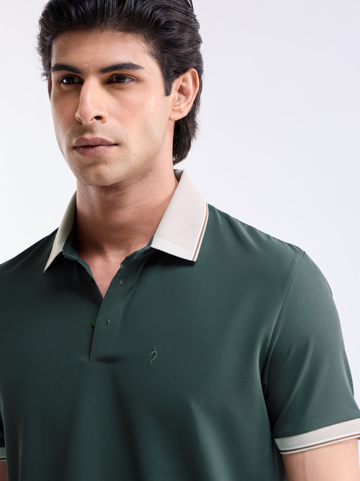 Solid Polo Regular Fit T-shirt - Deep Olive t4option_0
