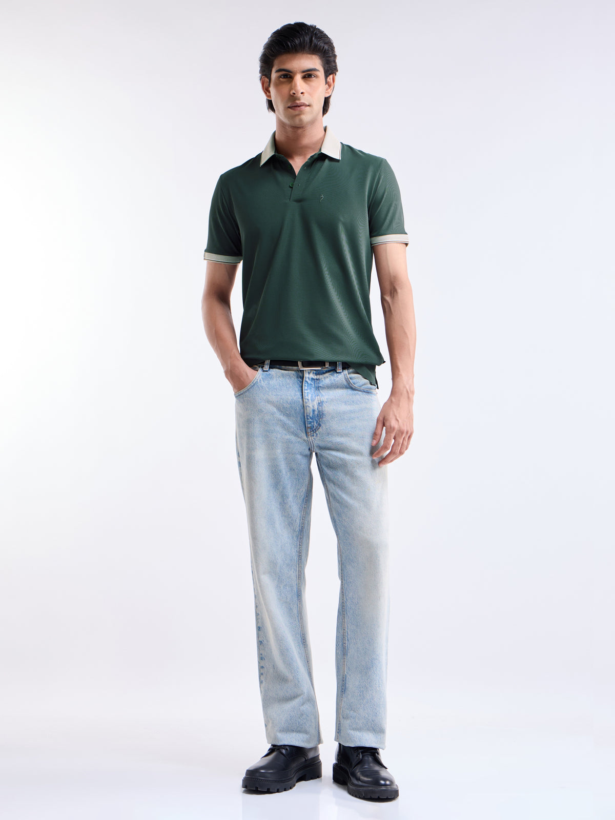 Solid Polo Regular Fit T-shirt - Deep Olive t4option_0