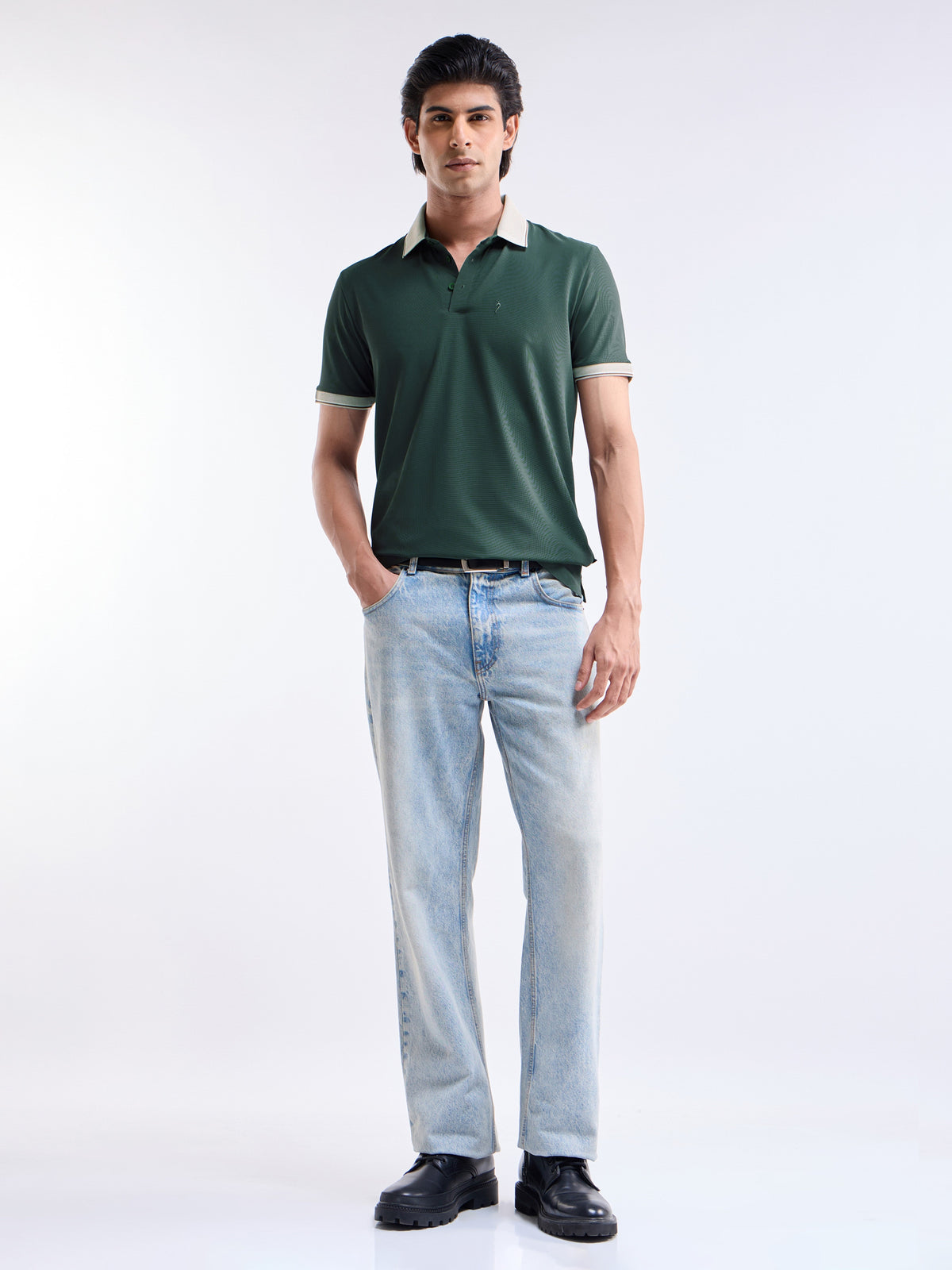Solid Polo Regular Fit T-shirt - Deep Olive t4option_0