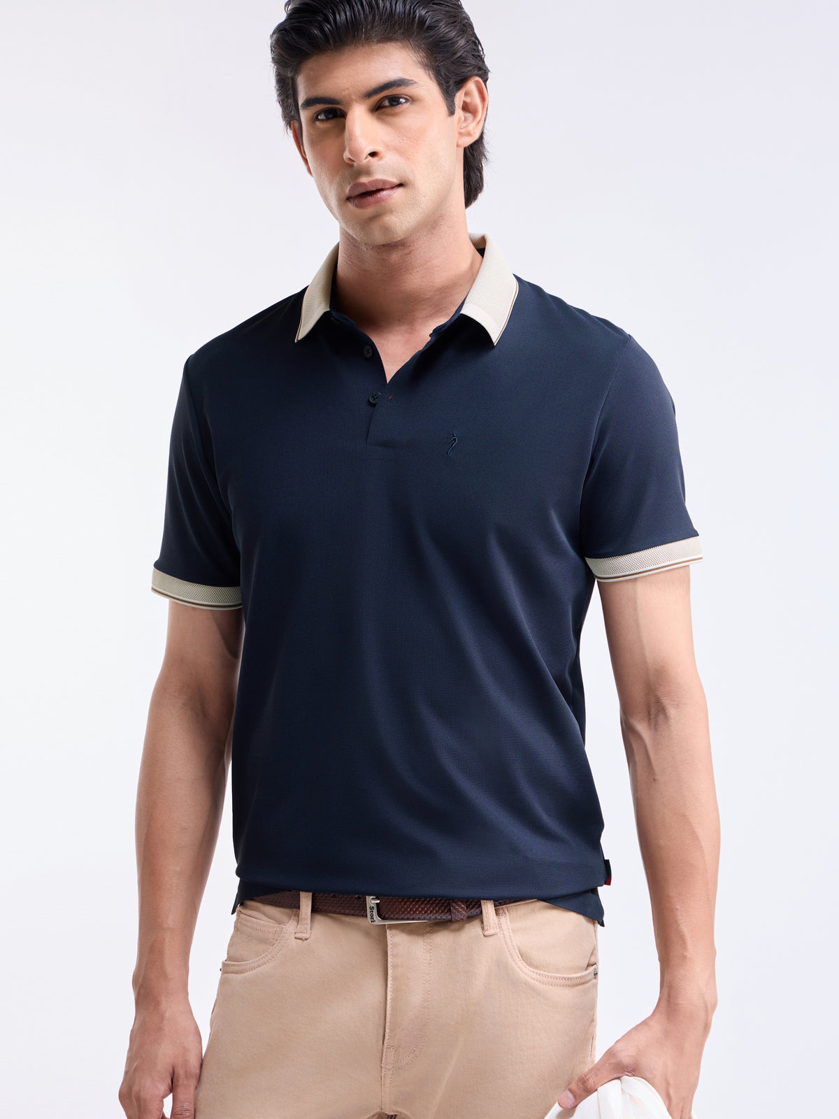 Solid Polo Regular Fit T-shirt - Navy t4option_1