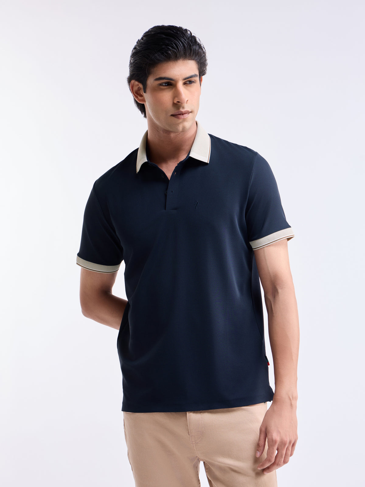Solid Polo Regular Fit T-shirt - Navy t4option_1