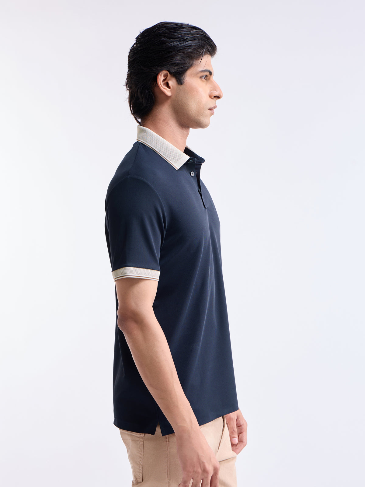 Solid Polo Regular Fit T-shirt - Navy t4option_1