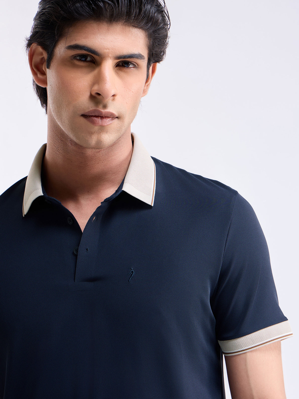 Solid Polo Regular Fit T-shirt - Navy t4option_1