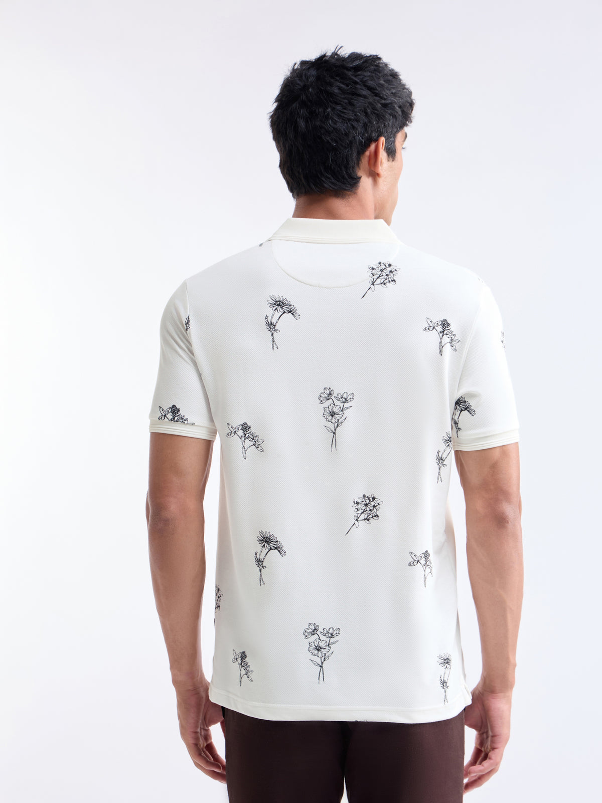 Printed Polo Regular Fit T-shirt - Ecru t4option_0