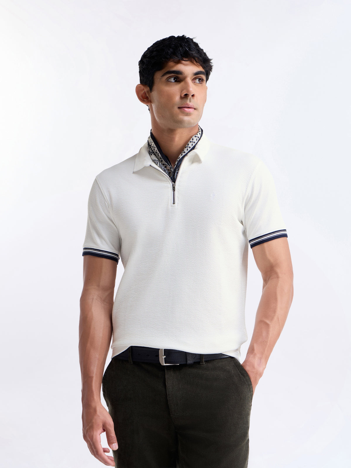 Solid Polo Regular Fit T-shirt - White t4option_0