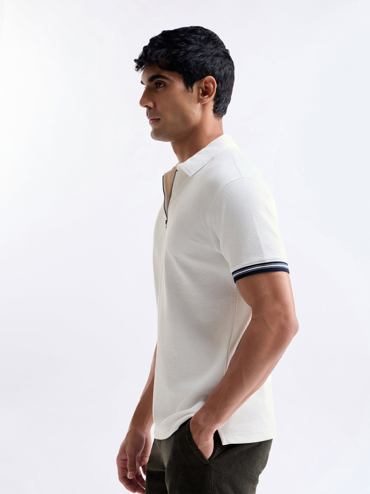 Solid Polo Regular Fit T-shirt - White t4option_0