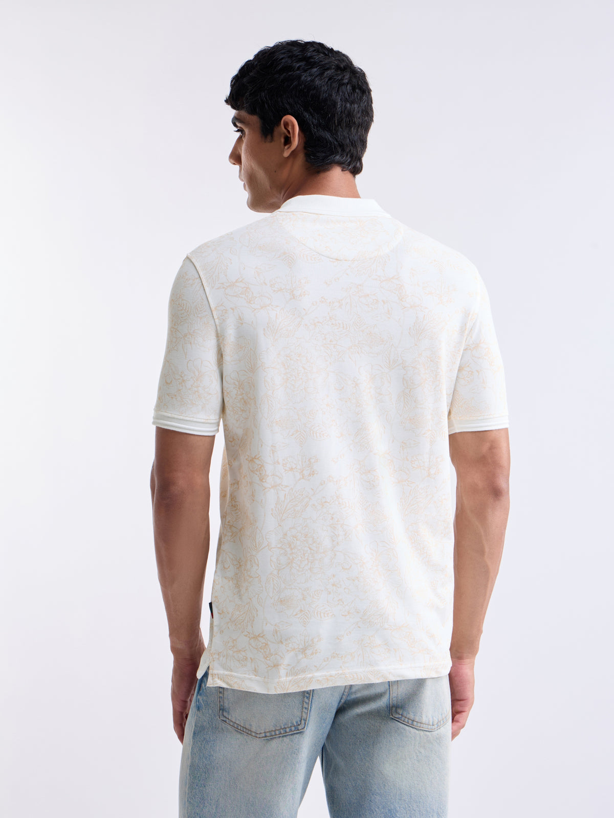 Printed Polo Regular Fit T-shirt - Off White t4option_0