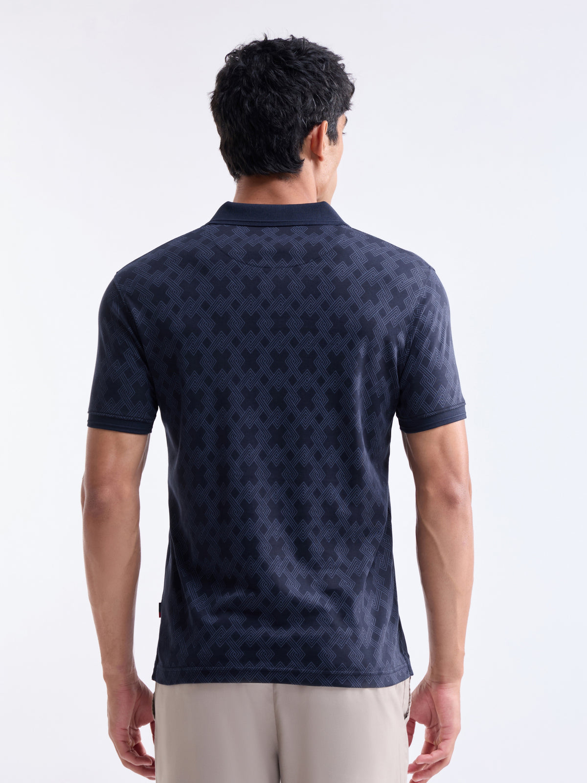 Printed Polo Regular Fit T-shirt - Mid Navy t4option_0