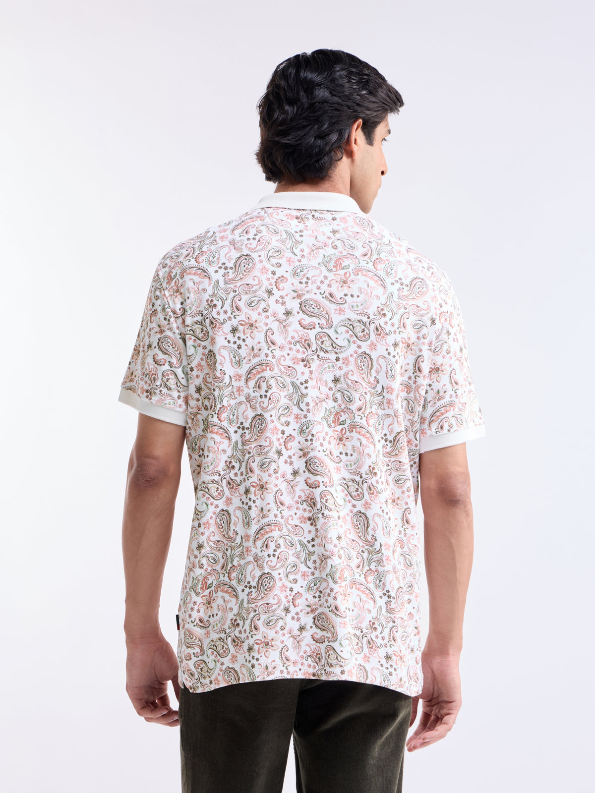 Printed Polo Regular Fit T-shirt - Off White t4option_0