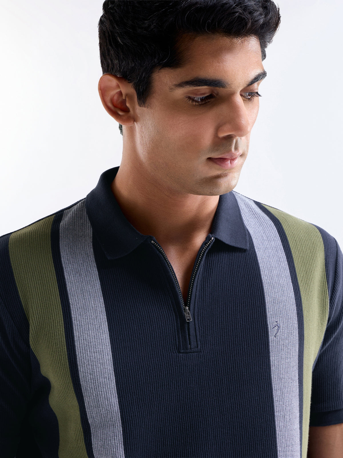 Striped Polo Regular Fit T-shirt - Navy t4option_0
