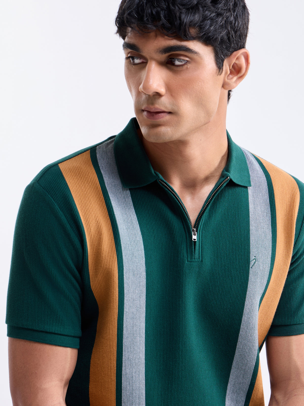 Striped Polo Regular Fit T-shirt - Pine t4option_1