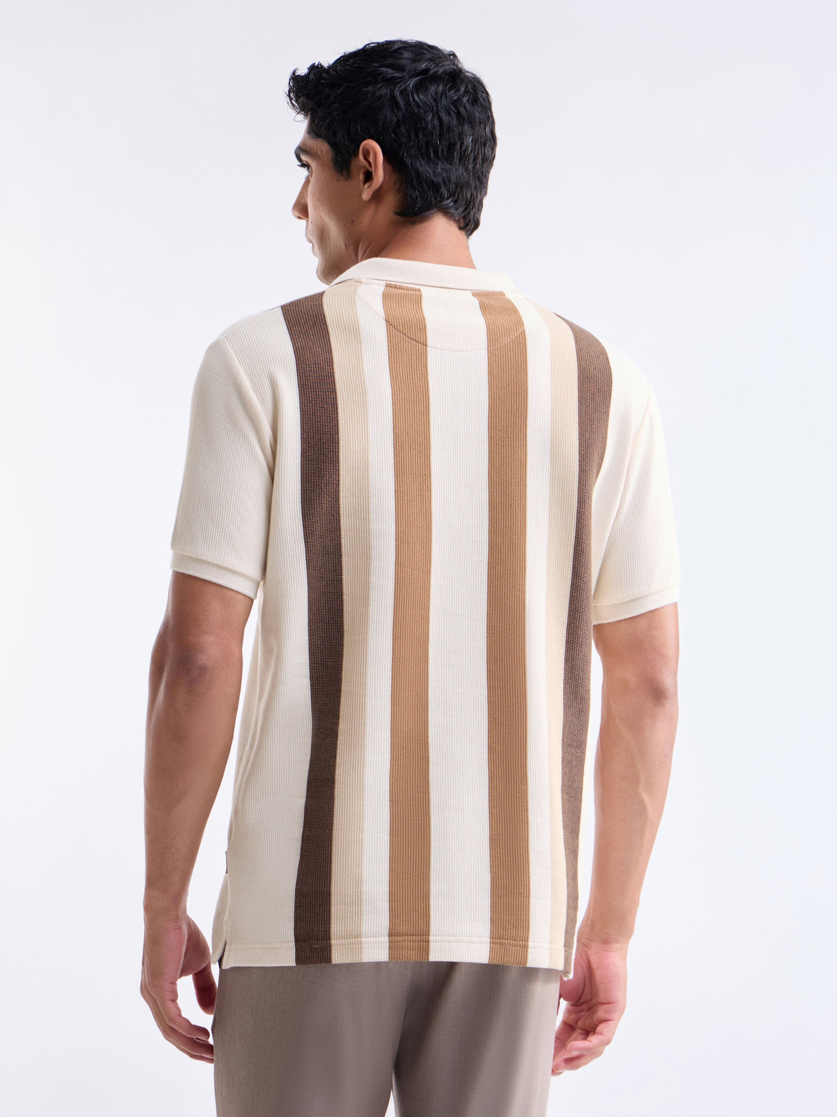 Striped Polo Regular Fit T-shirt - Ecru t4option_0