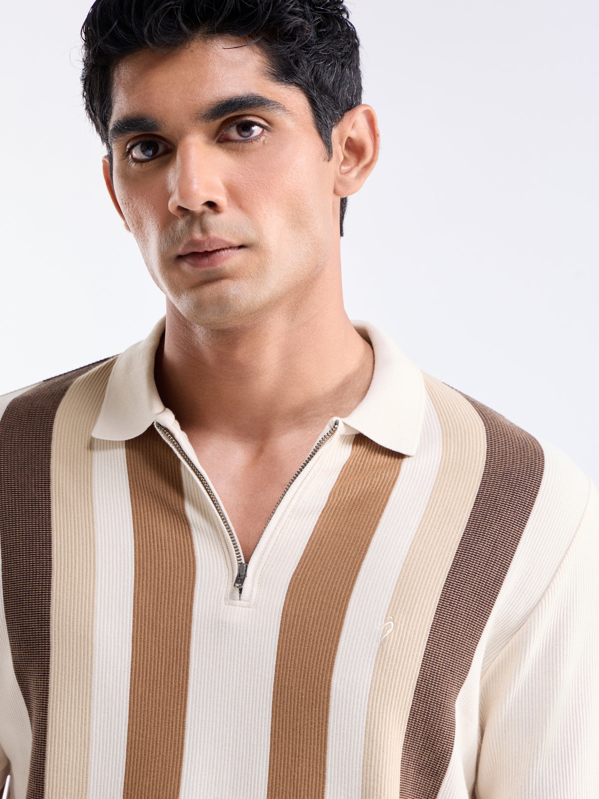 Striped Polo Regular Fit T-shirt - Ecru t4option_0