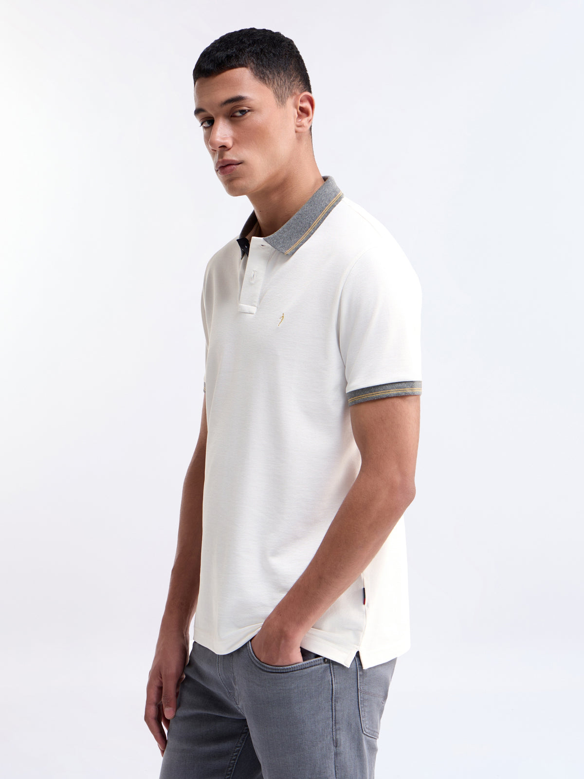 Solid Polo Regular Fit T-shirt - White t4option_0