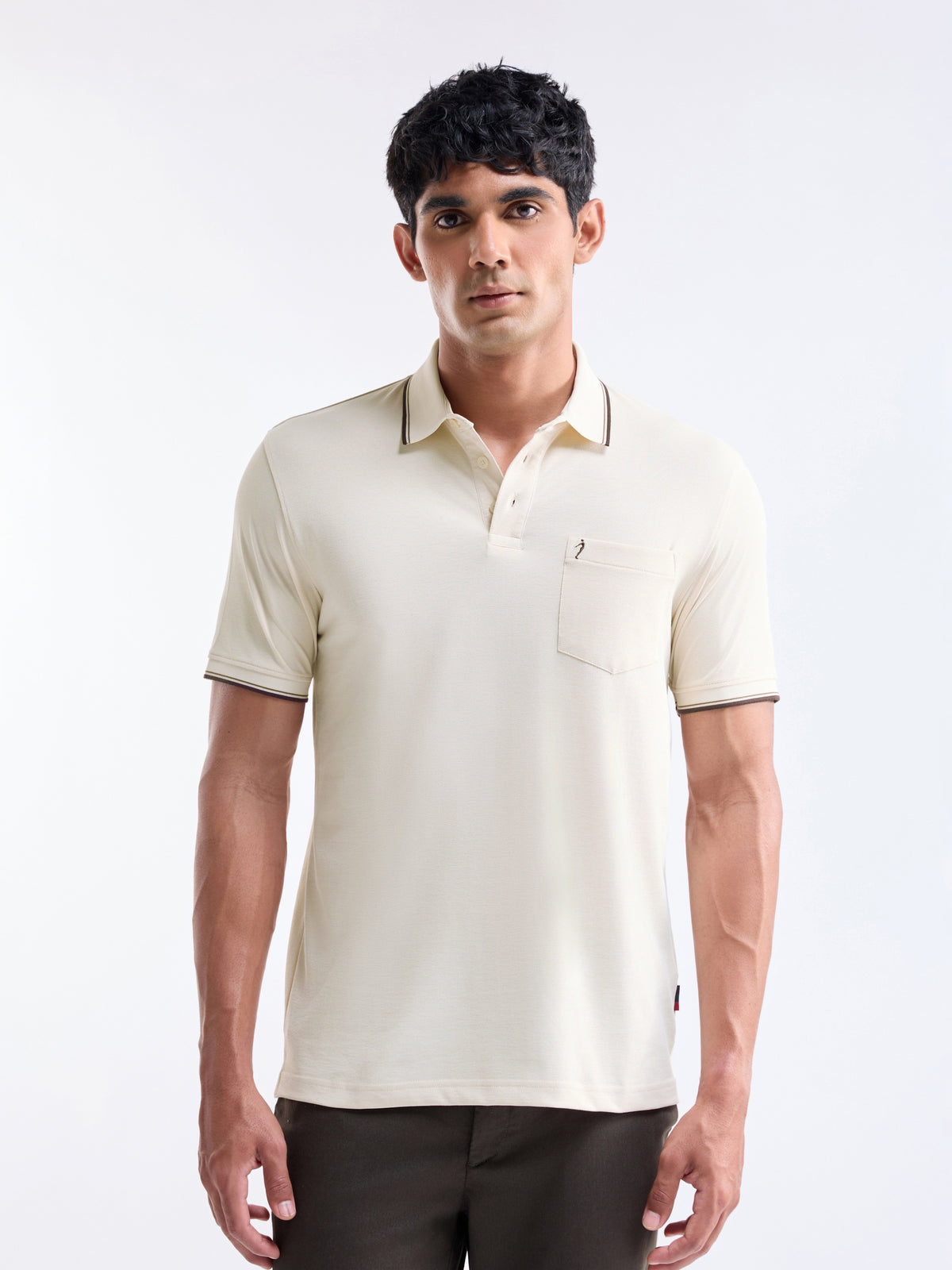 Solid Polo Regular Fit T-shirt - Chalk t4option_0