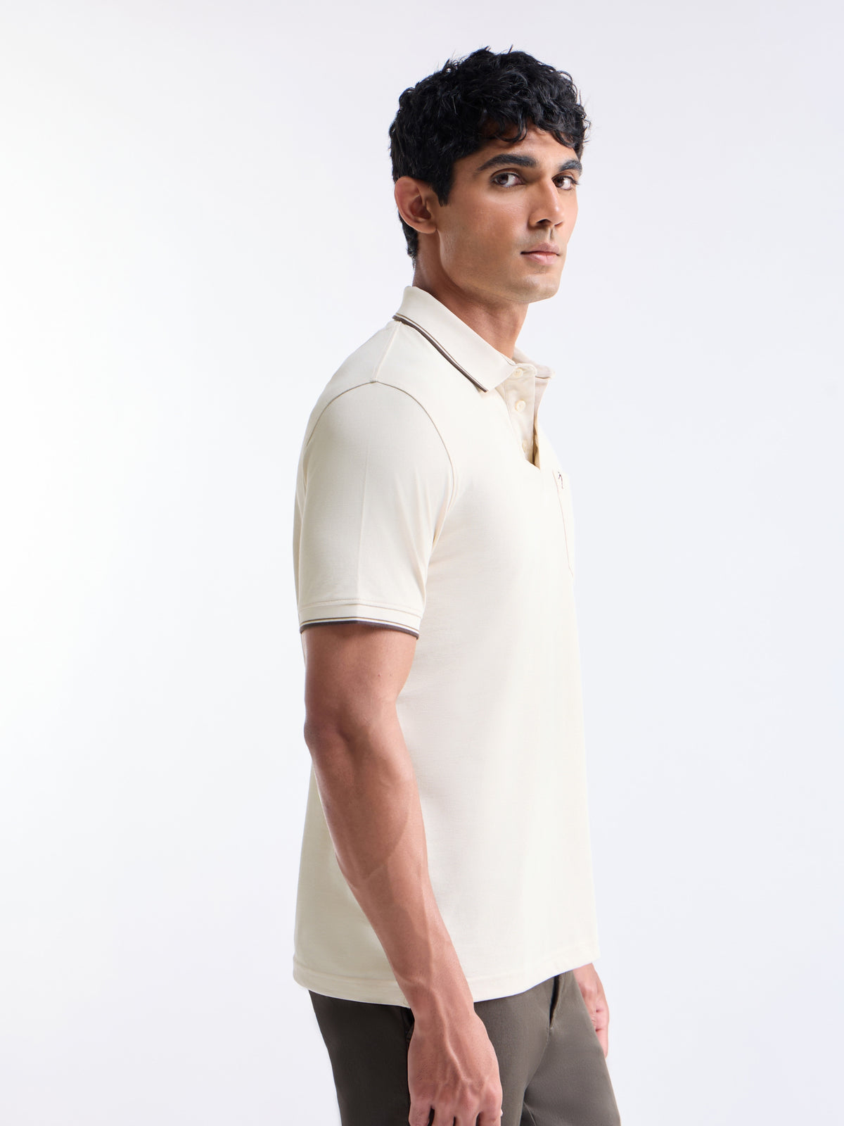Solid Polo Regular Fit T-shirt - Chalk t4option_0