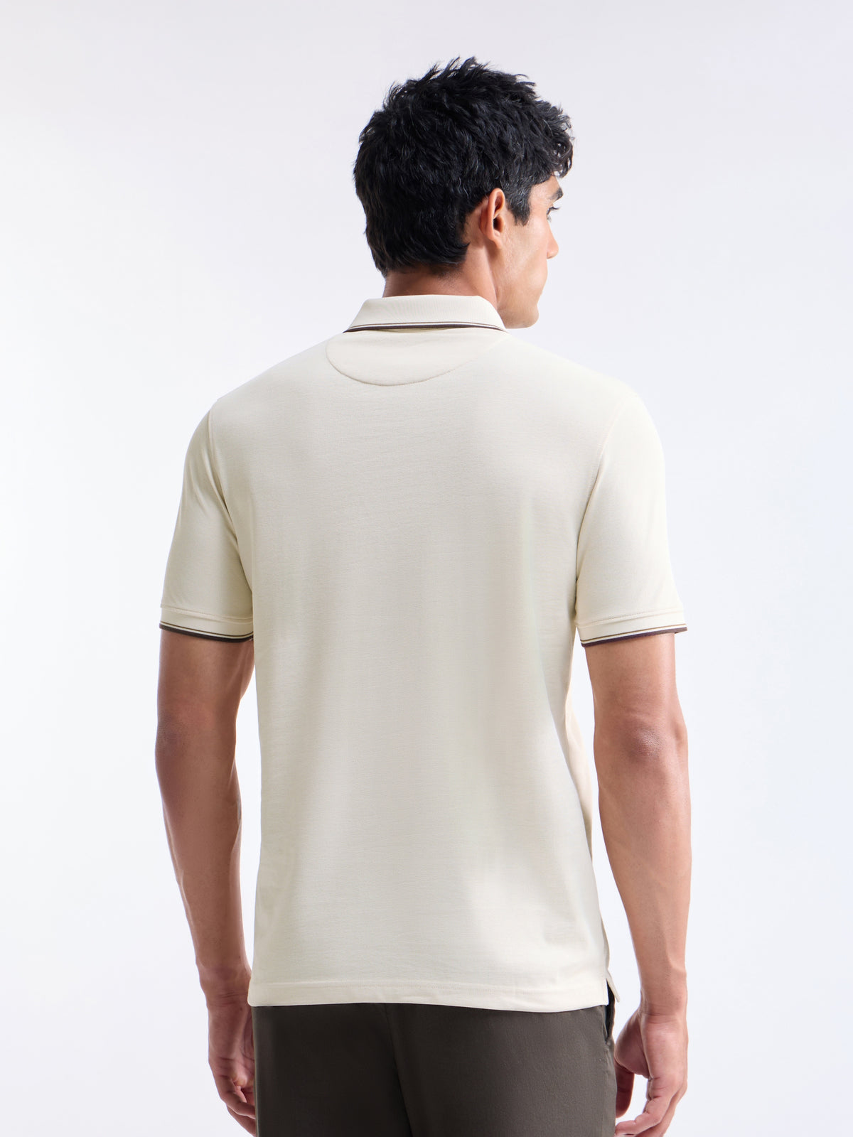 Solid Polo Regular Fit T-shirt - Chalk t4option_0