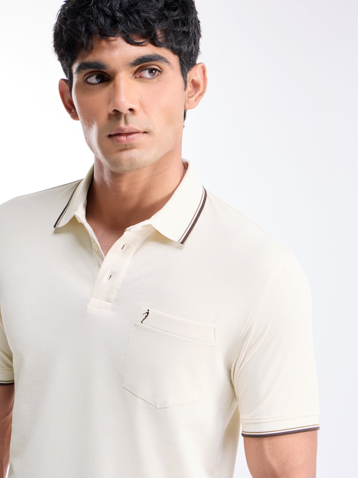 Solid Polo Regular Fit T-shirt - Chalk t4option_0