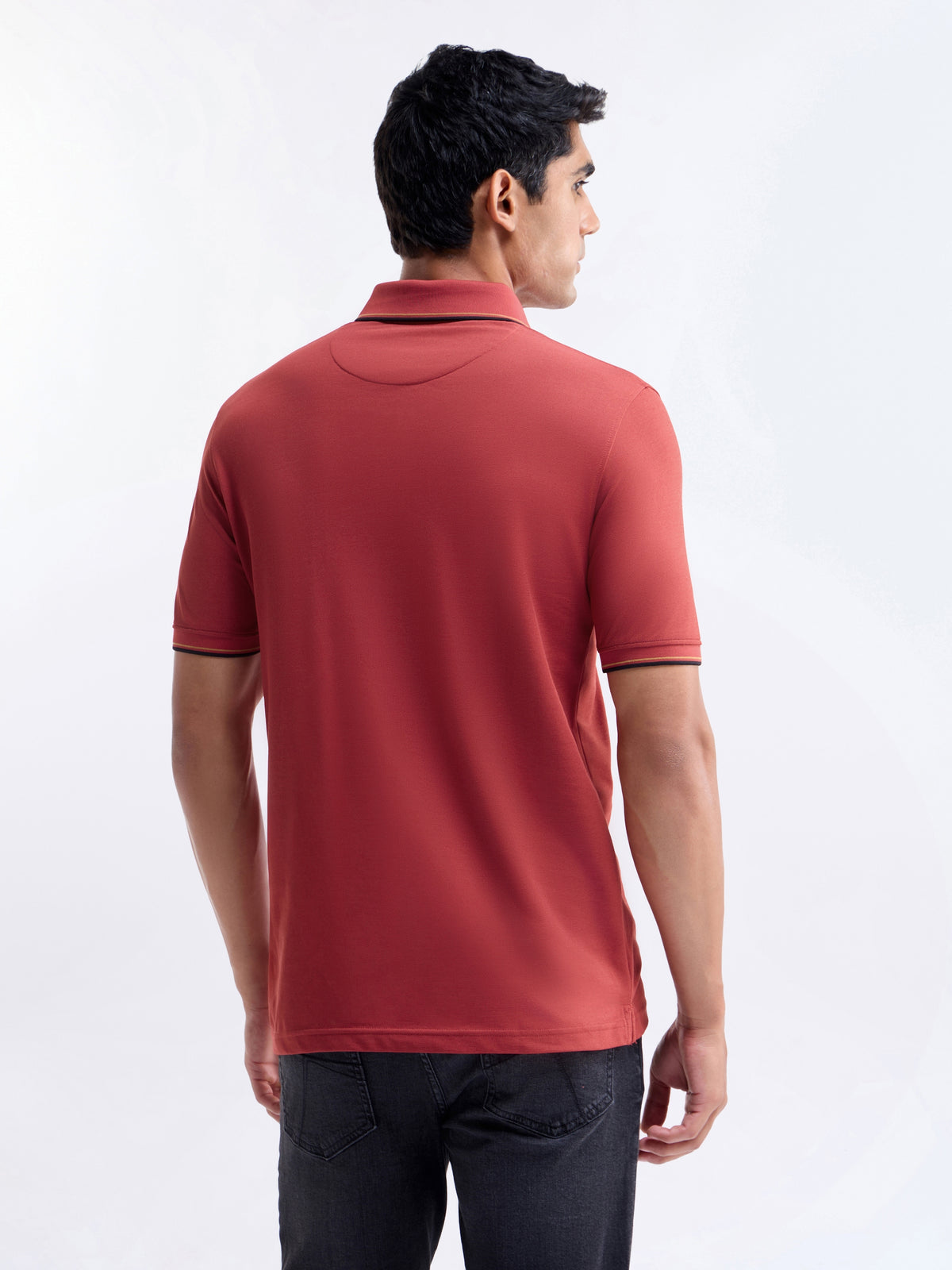 Solid Polo Regular Fit T-shirt - Dark Red t4option_1