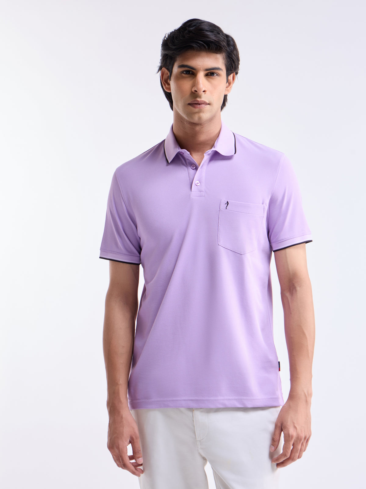 Solid Polo Regular Fit T-shirt - Lt Purple t4option_2