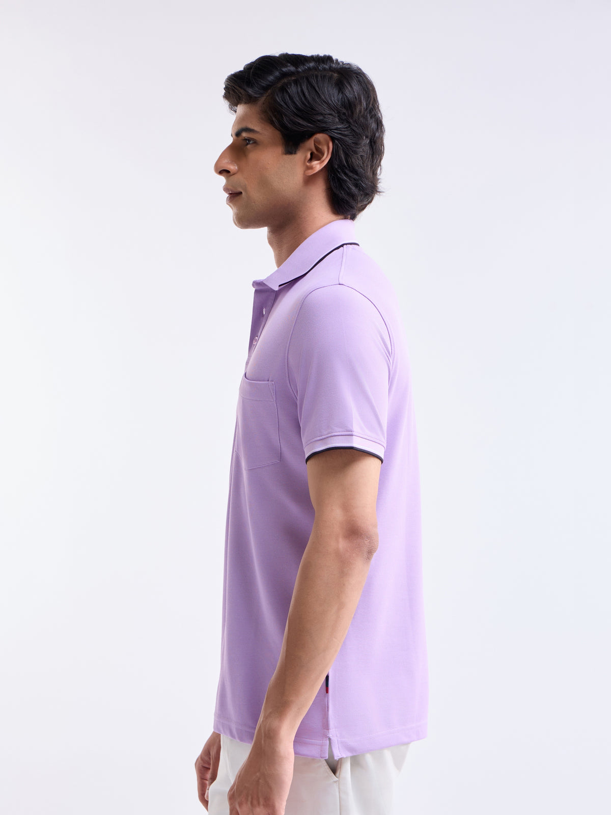 Solid Polo Regular Fit T-shirt - Lt Purple t4option_2