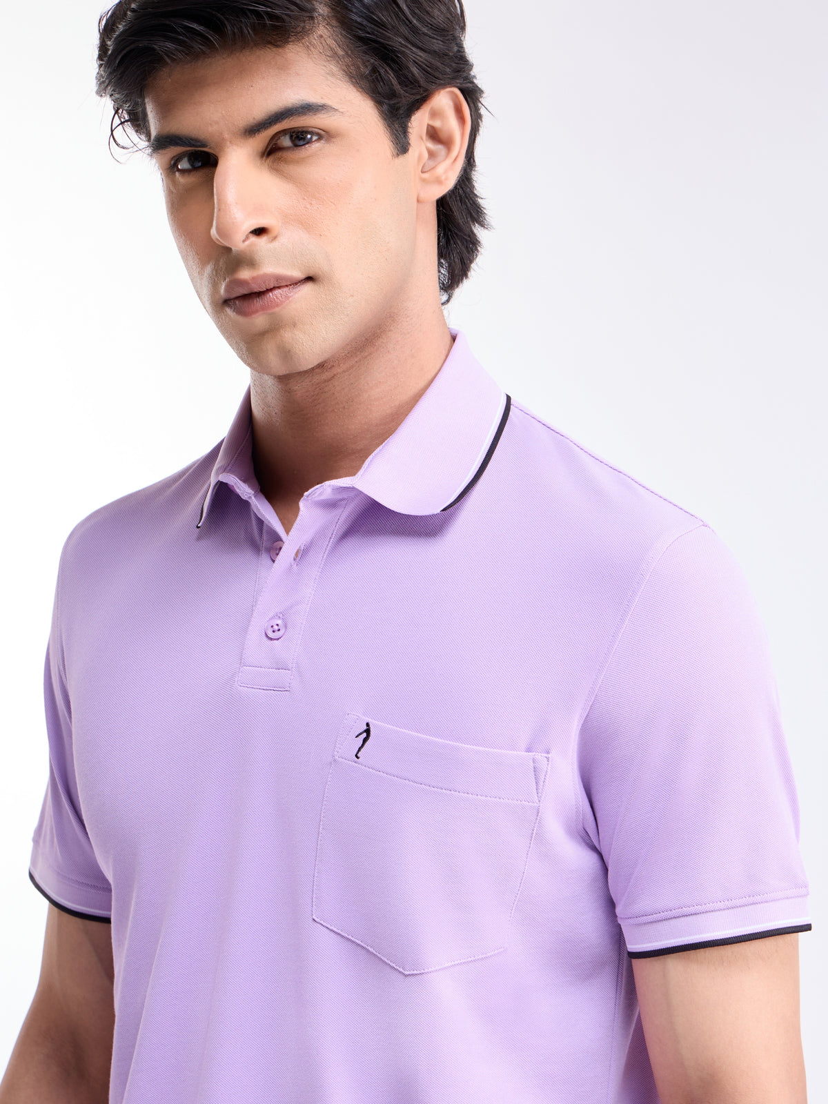 Solid Polo Regular Fit T-shirt - Lt Purple t4option_2