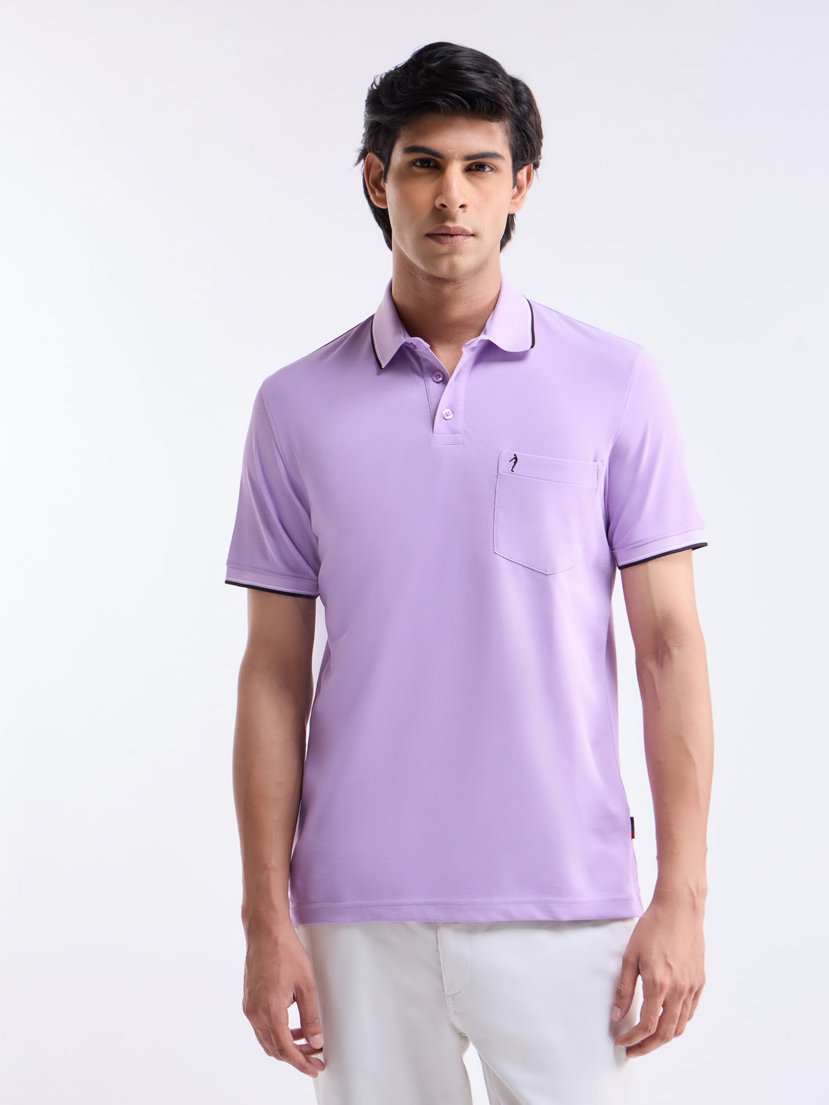Solid Polo Regular Fit T-shirt - Lt Purple t4option_2