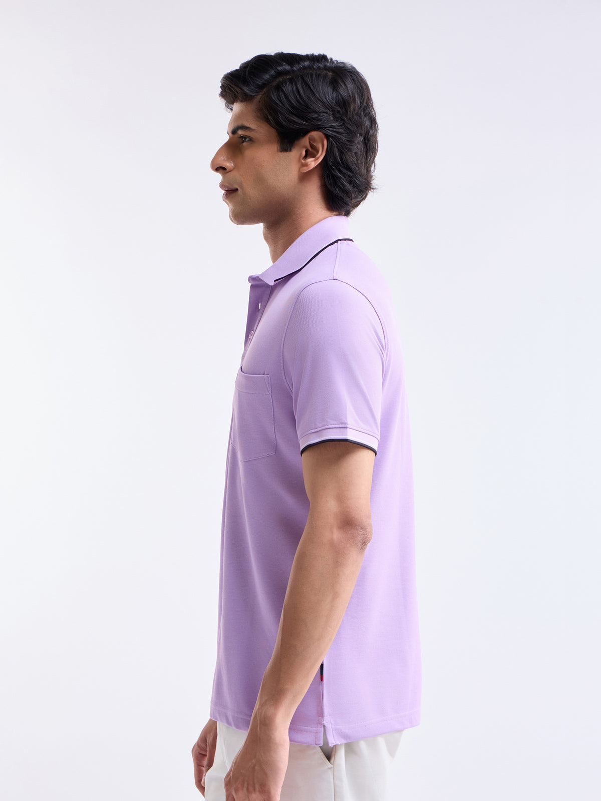Solid Polo Regular Fit T-shirt - Lt Purple t4option_2