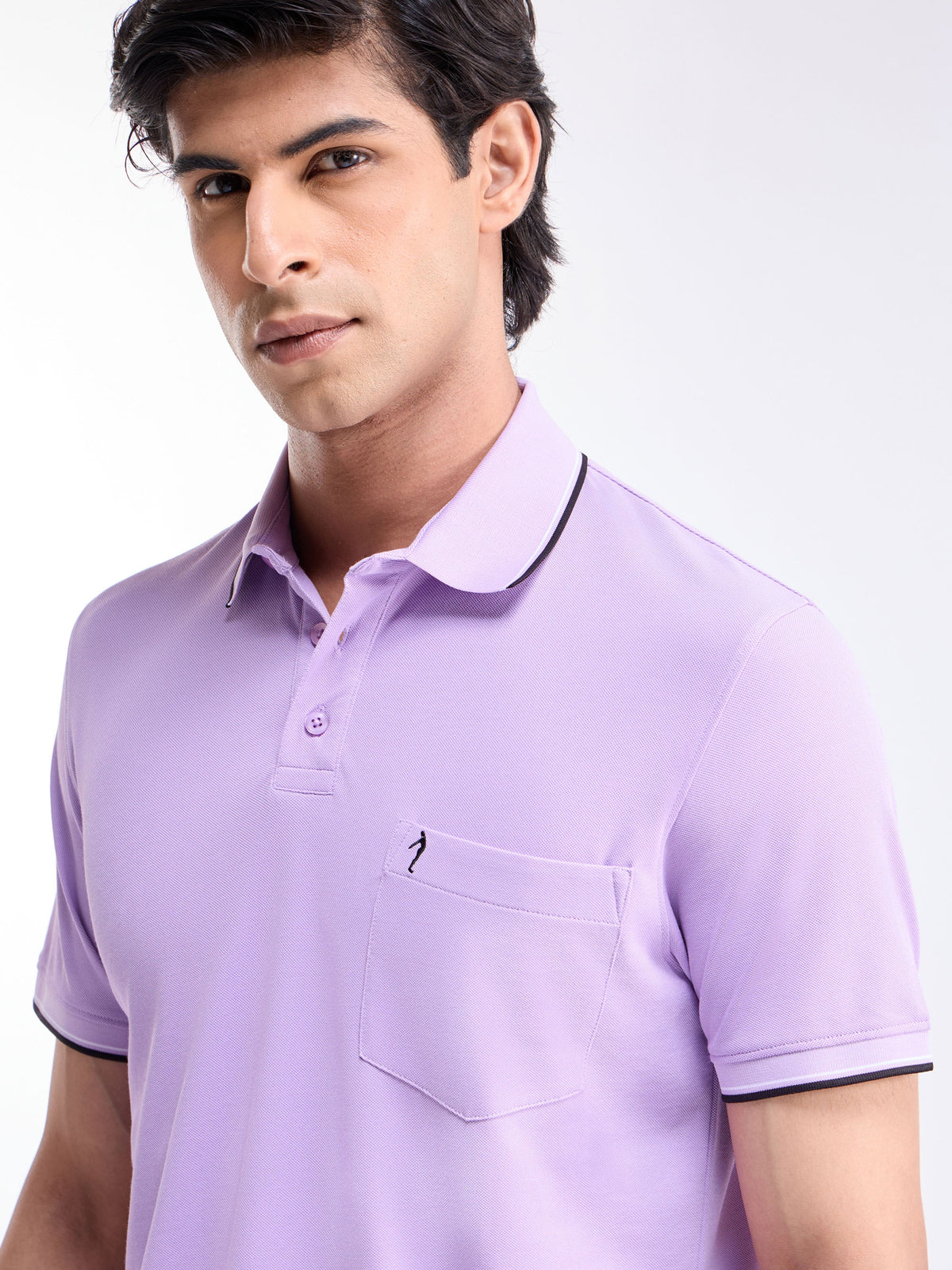 Solid Polo Regular Fit T-shirt - Lt Purple t4option_2
